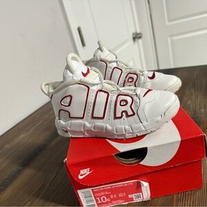 Nike Uptempo white & varsity red. Size 10C
